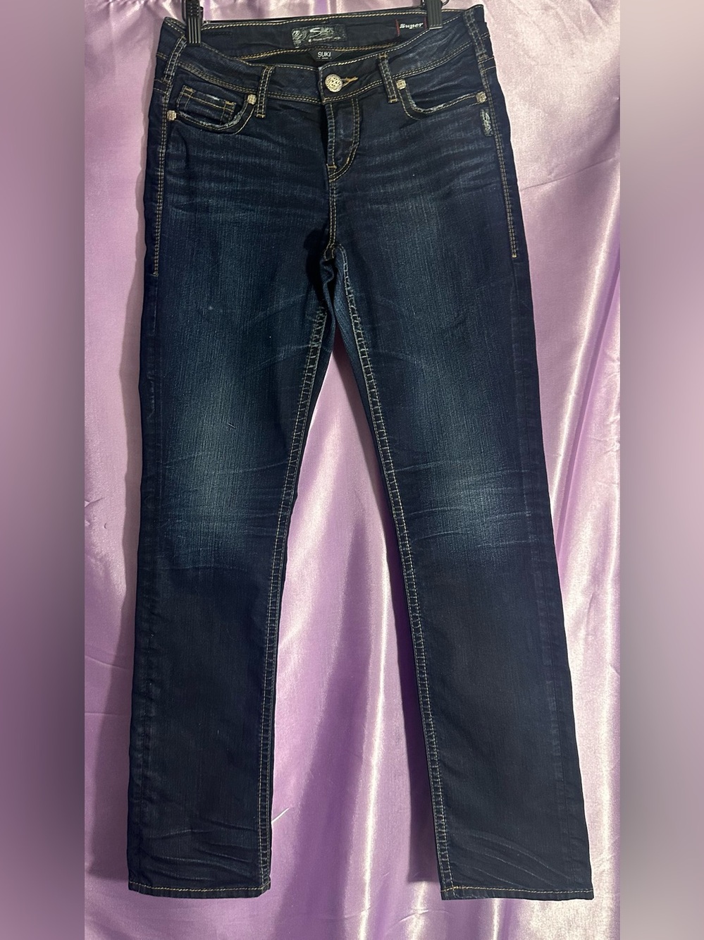 29/31” Silver Straight leg Suki Like New Jeans Mid-Rise